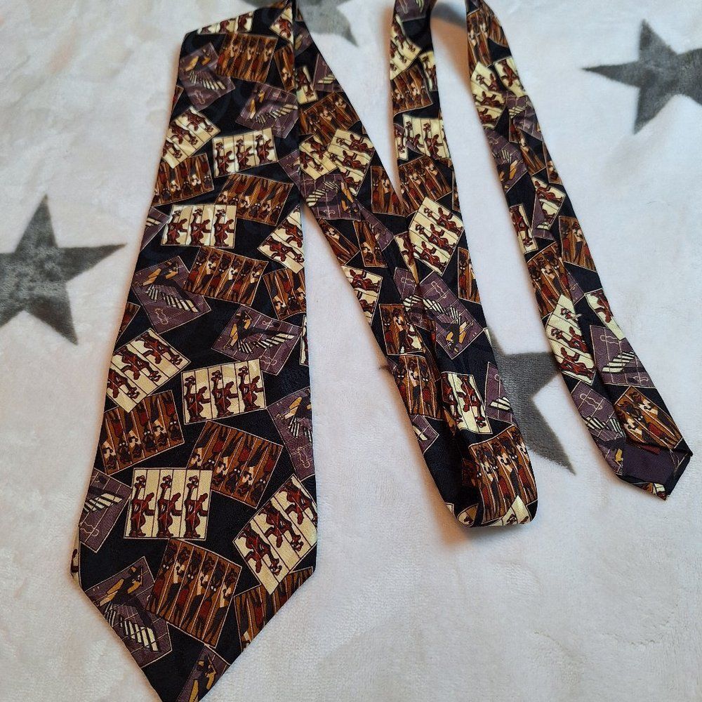 Chaps Ralph Lauren 100% Silk‎ Tie Jazz Music Dancing Theme Made in USA Vintage?